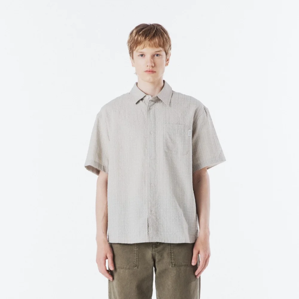 CHECK SEERSUCKER SHIRT - BEIGE (P262MSH140)