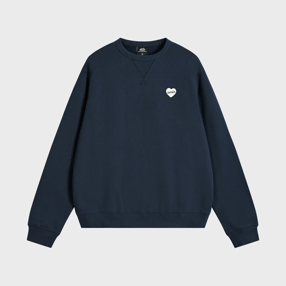 HEART RUBBER PATCH SWEATSHIRT-NAVY