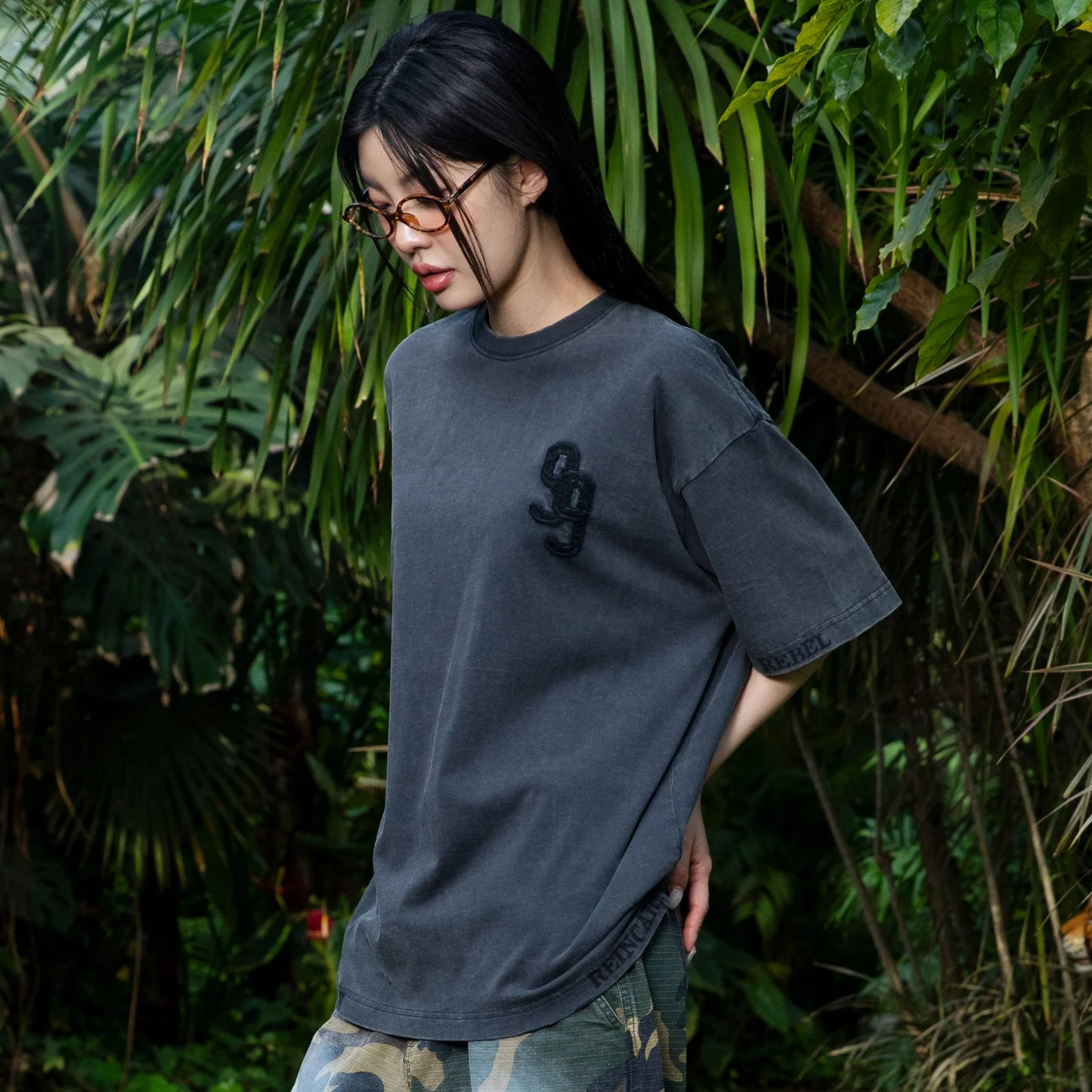 GT135 Rebel 龐克 水洗 T恤 (CHARCOAL GRAY)
