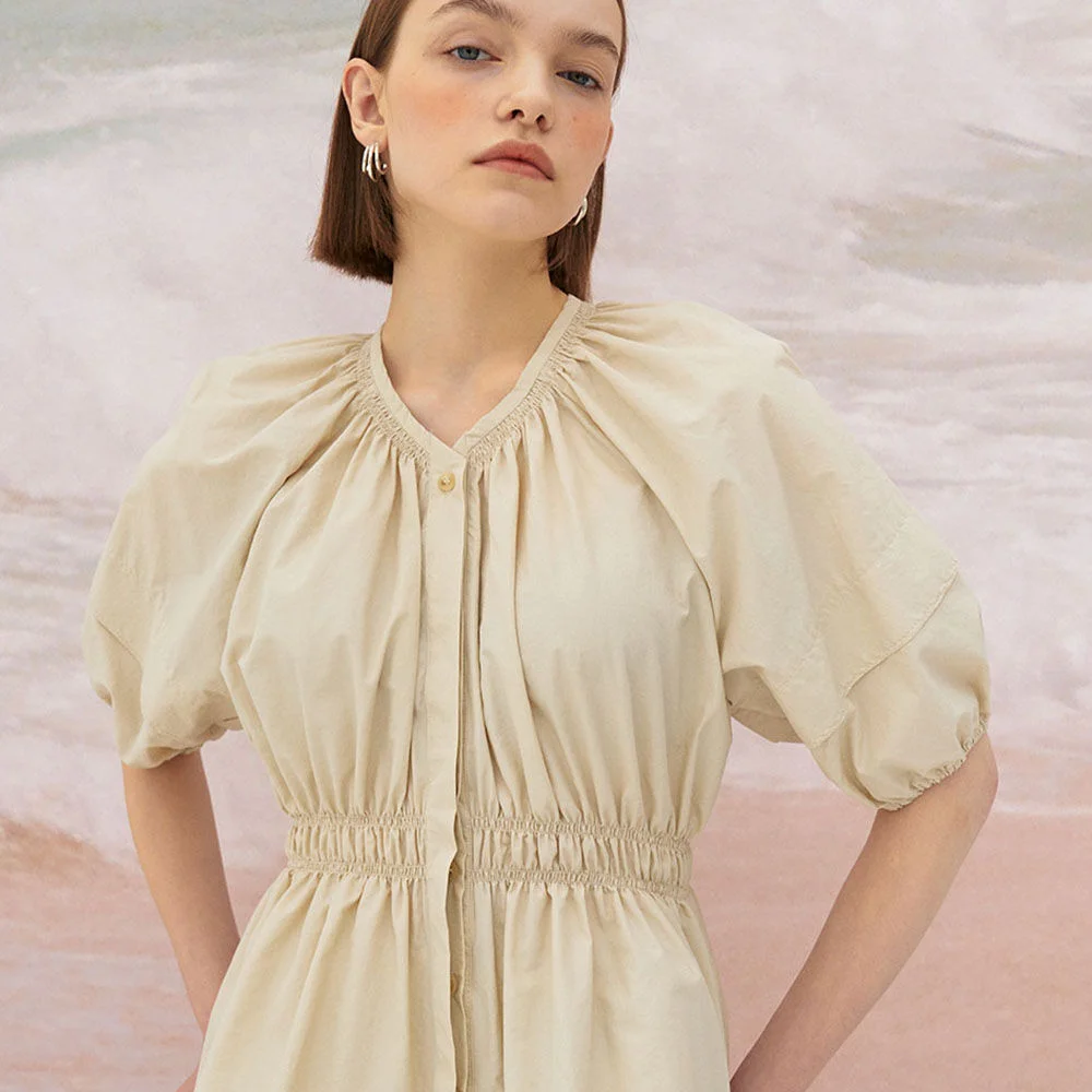 5S Carolina smocked cotton blouse - Ivory