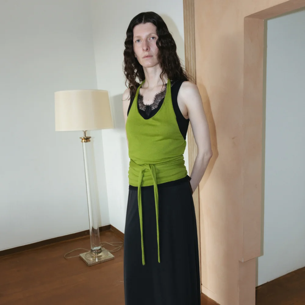 Cotton Halter Top (Ivory / Melange Gray / Green / Navy / Dark Gray)