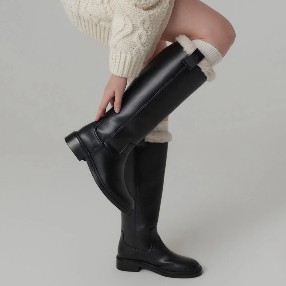 Riana 羊羔絨 長 靴子_黑色 / RIANA SHEARLING LONG BOOTS_BLACK