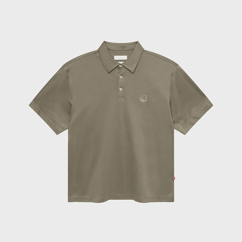 高級 比馬棉 絲光棉 Polo T恤 - M_Beige BROWN_OMM26239BB
