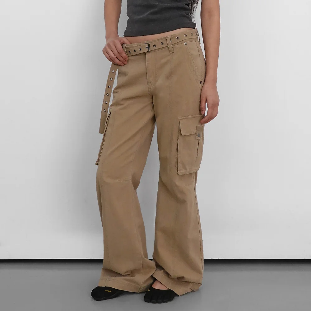 Wide Bootcut Cotton Pants_Beige