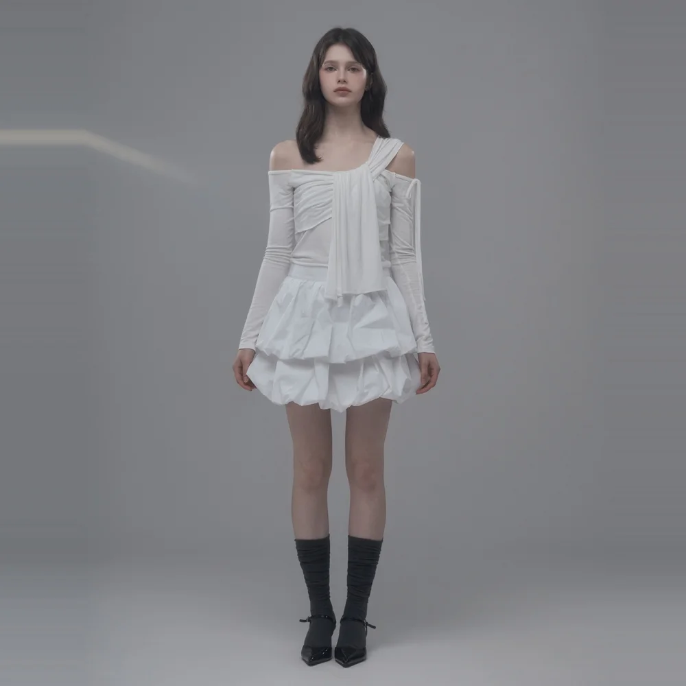 Balloon Cancan Skirt - White