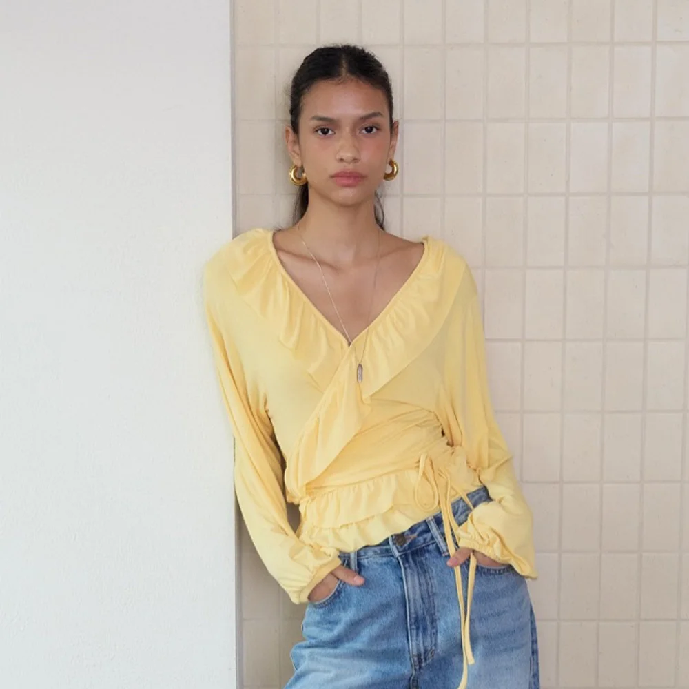 Chalang Vintage Trimming Cardigan / Mustard