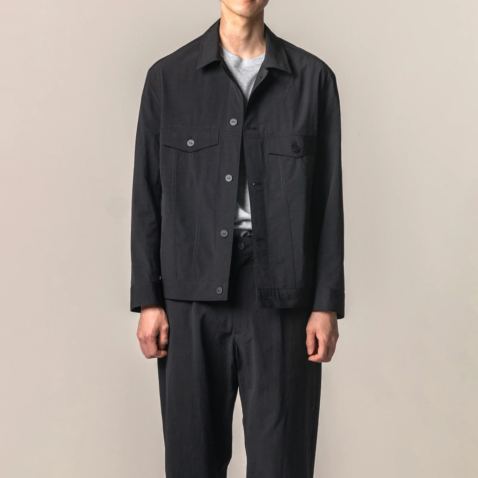 KOMATSU TABBY NYLON TRUCKER JACKET BLACK