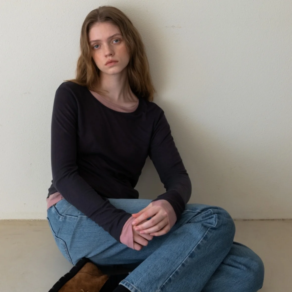 SOFT WOOL JERSEY T-SHIRT CHARCOAL
