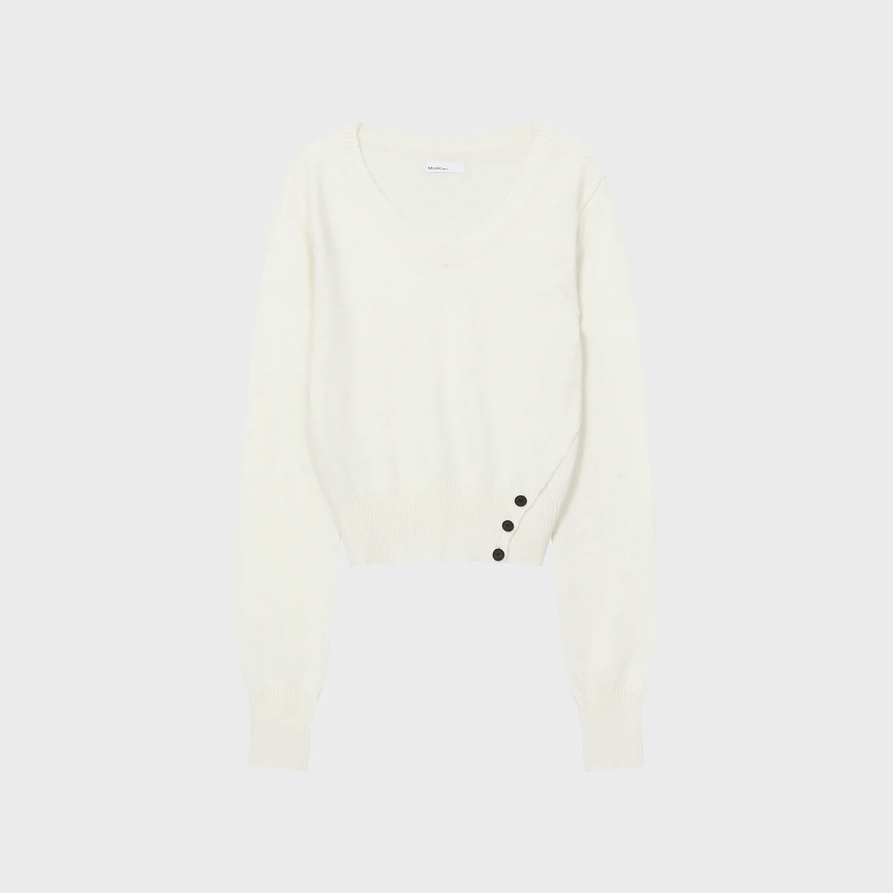 Vneck slit button knit IVORY