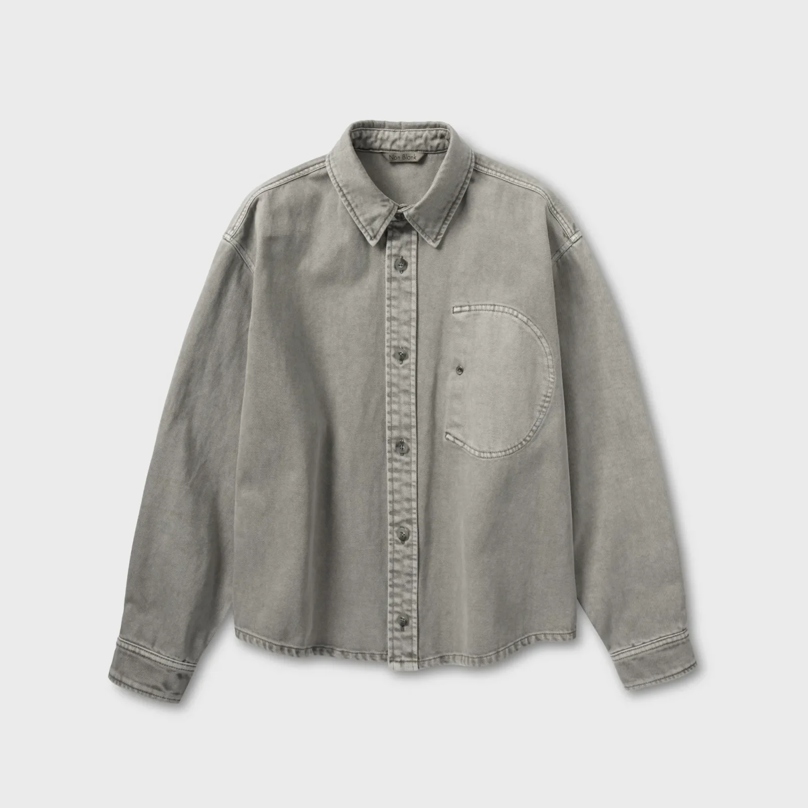 染色 牛仔 襯衫_GREYISH KHAKI