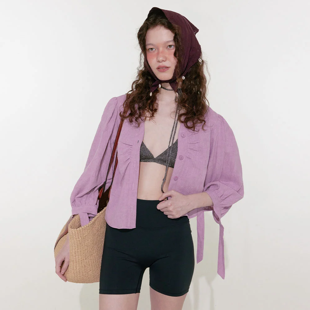 Wrinkle Puff Blouse (Purple)
