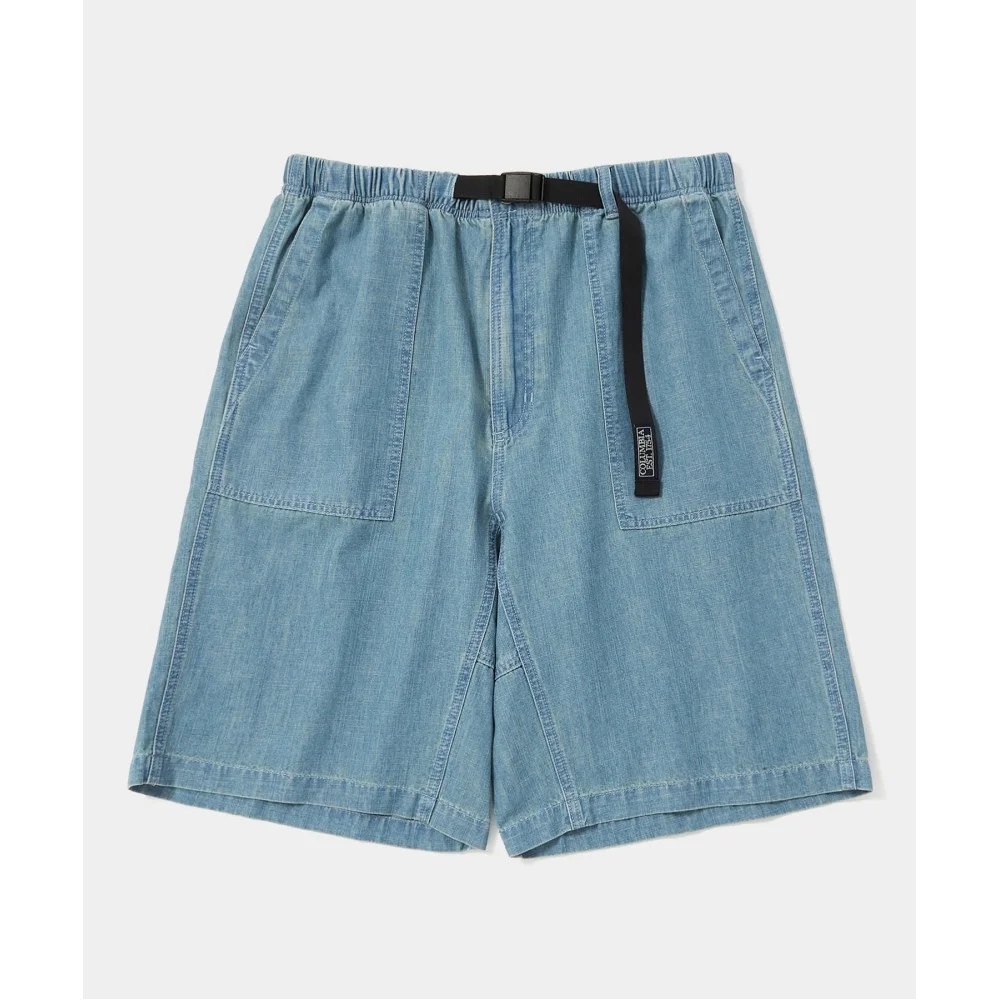 COLUMBIA TRAJAN LABEL BELTED DENIM SHORTS PANTS 淺色牛仔