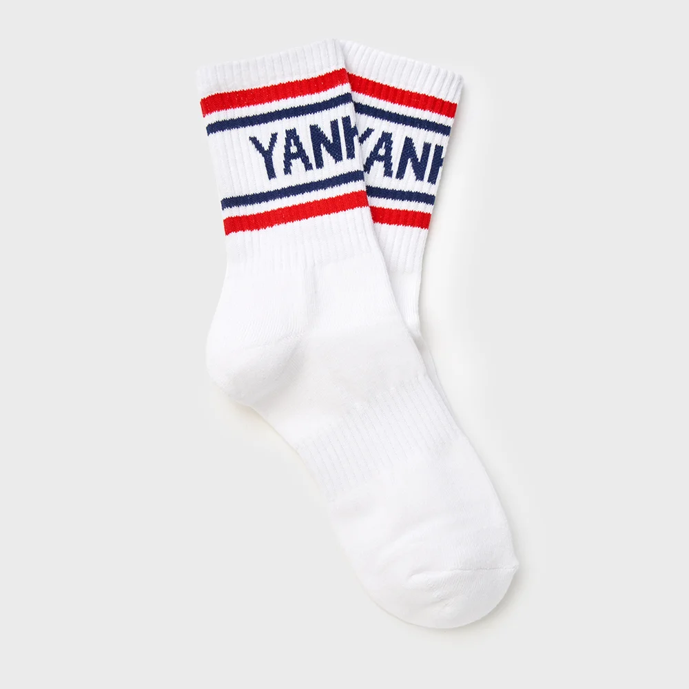 運動風 撞色 長筒襪 NY (Navy)