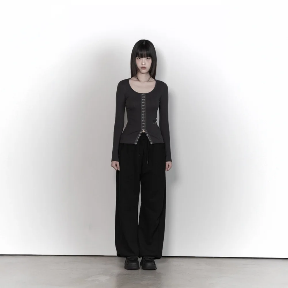 Soft Heavy Washing Line Wide Pants (Black)