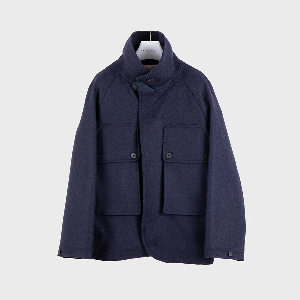 SINGLE BREASTED BIG POCKET JACKET_NAVY