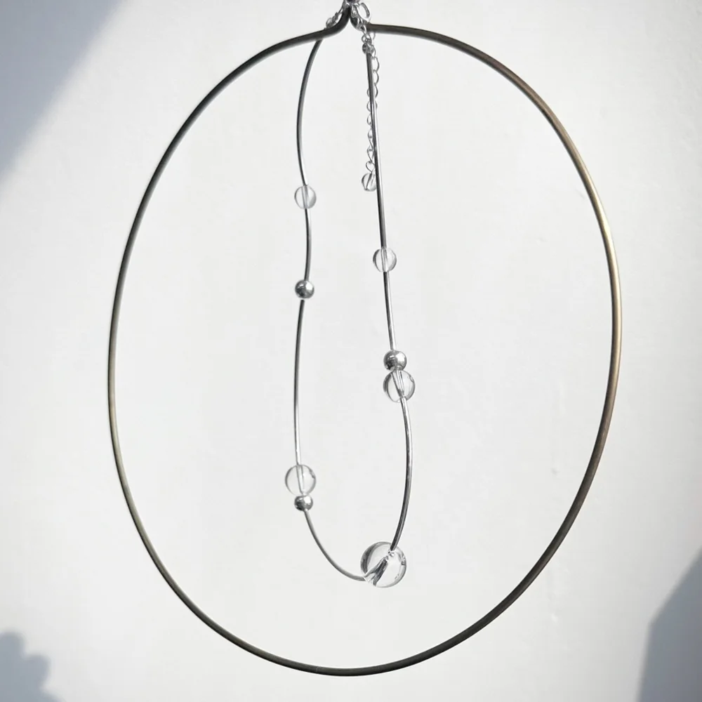 orbital necklace crystal 軌道形 銀色 頸鏈 水晶