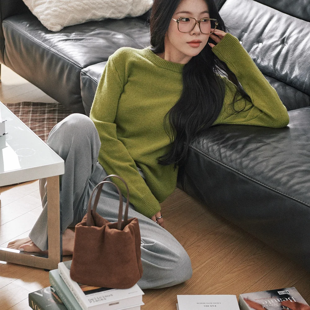 clover puffy BAG - suede brown