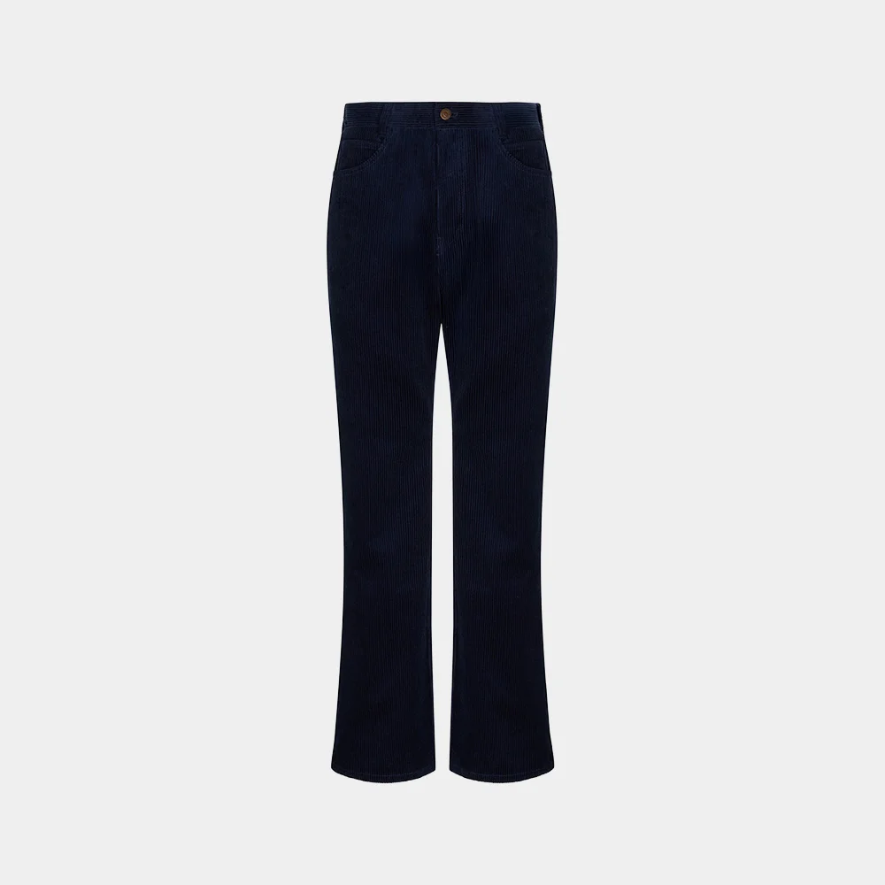 (W) CORDUROY FLARED PANTS - NAVY