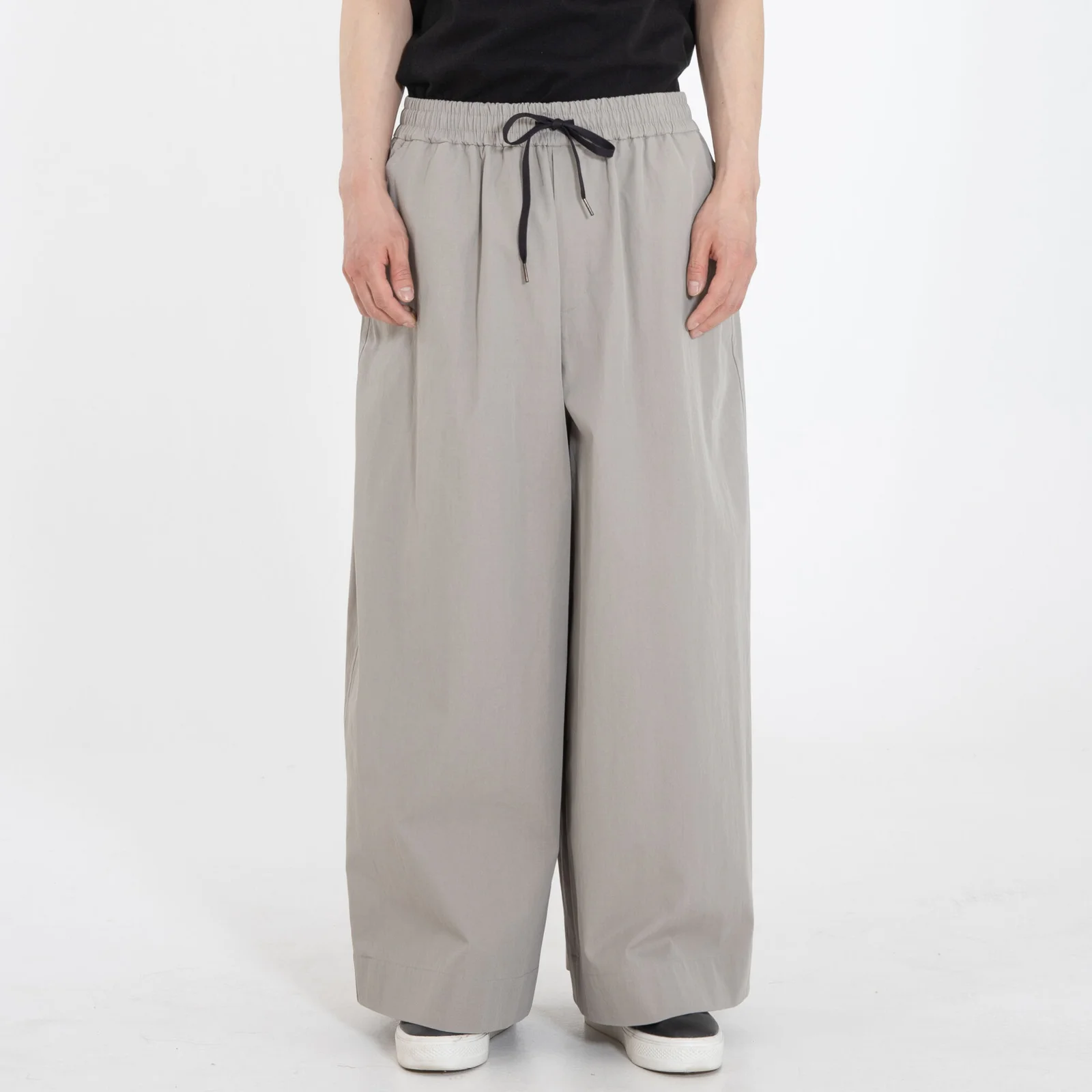 MRP046 純棉 尼龍 Maxi 寬版 鬆緊帶 褲子 (混凝土)
