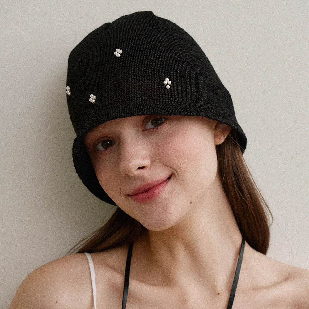 Pearl beanie bonnet hat_2color