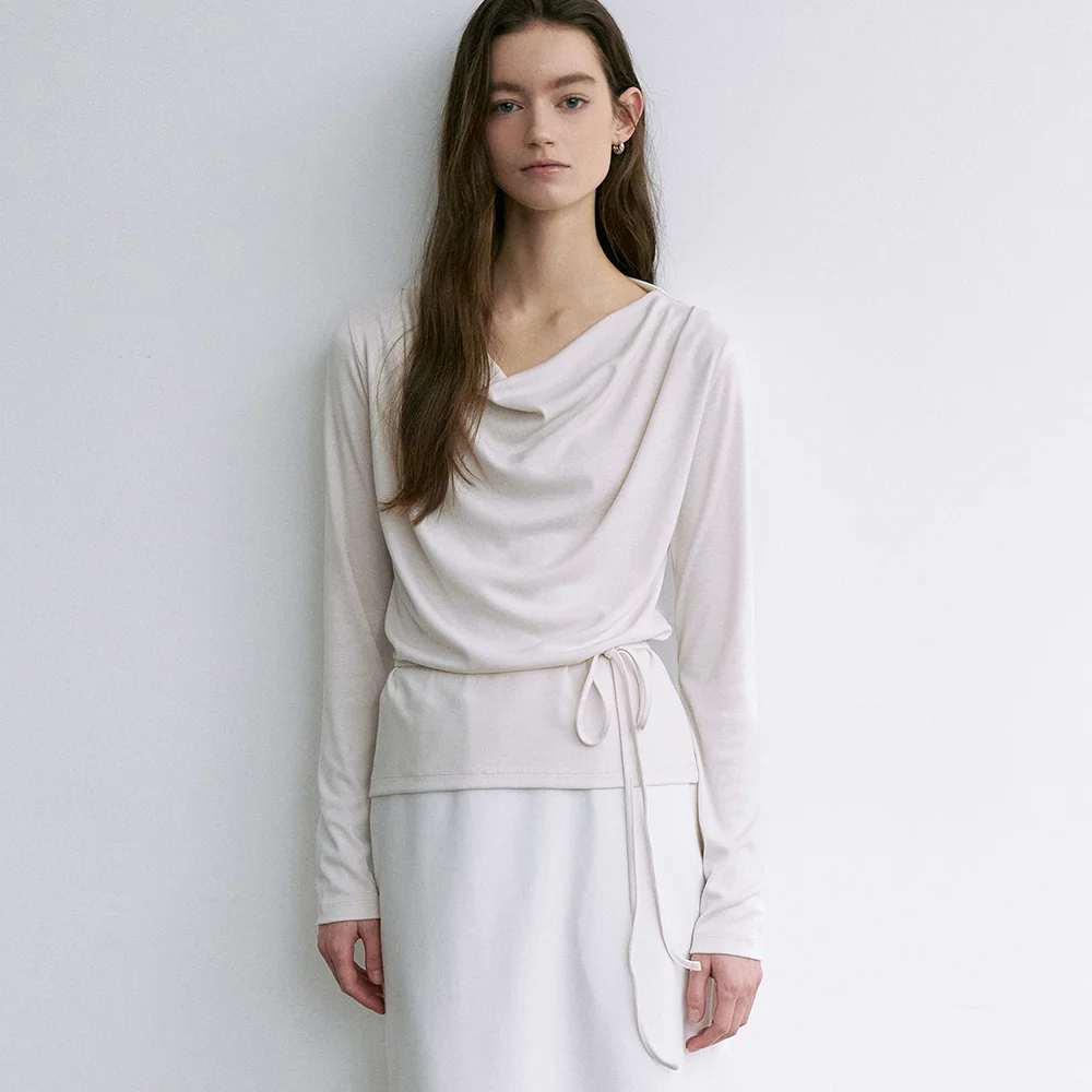 comos 1675 cowl neck string T-shirt (cream)