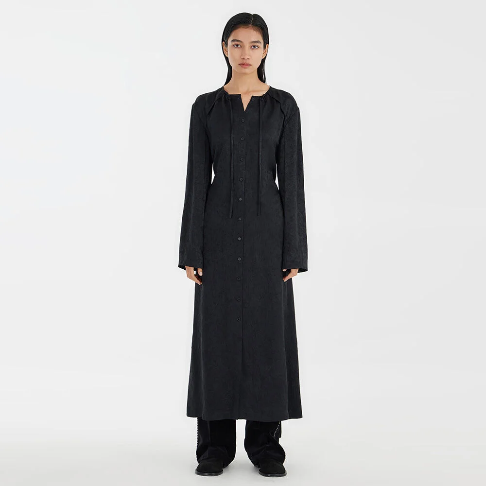 Buttoned Maxi Dress - Black