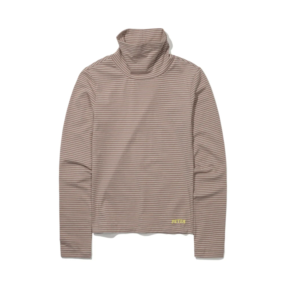 (W) PETER TURTLENECK STRIPE LONG SLEEVE T-SHIRT - BEIGE