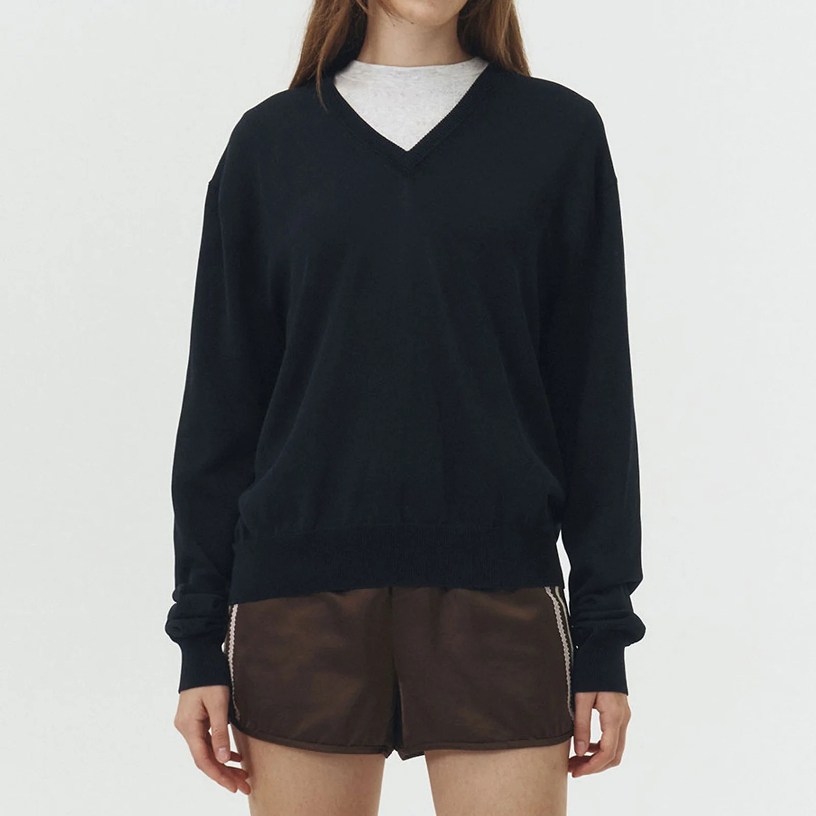 COTTON V-Neck KNIT ( NAVY )