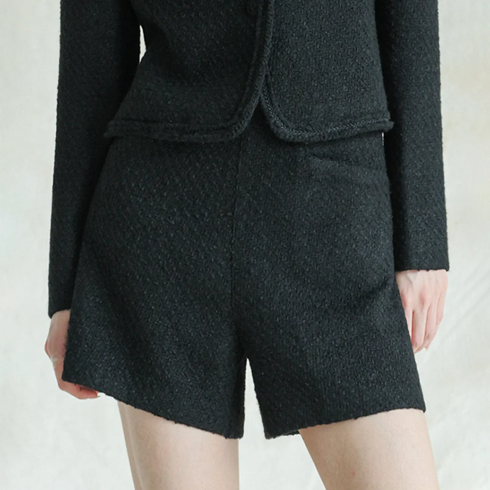 Sara Tweed Mini Shorts BLACK