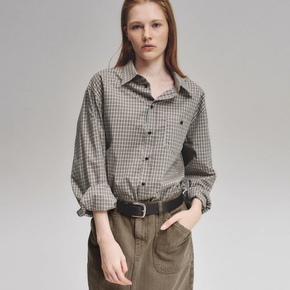 Leaf check shirt (beige)