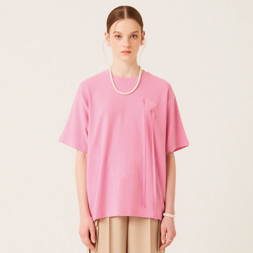 K LOGO RIBBON POINT T-SHIRTS (PINK)