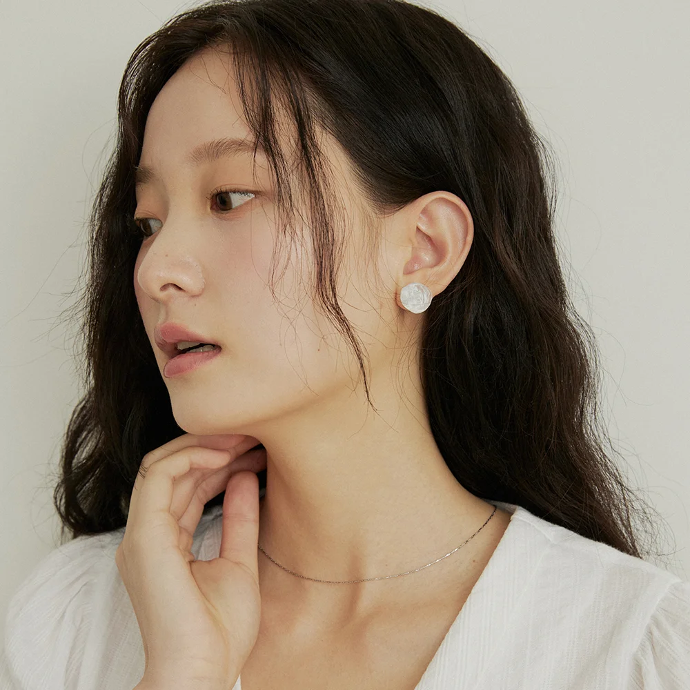 Moist rose stone earring - 3color