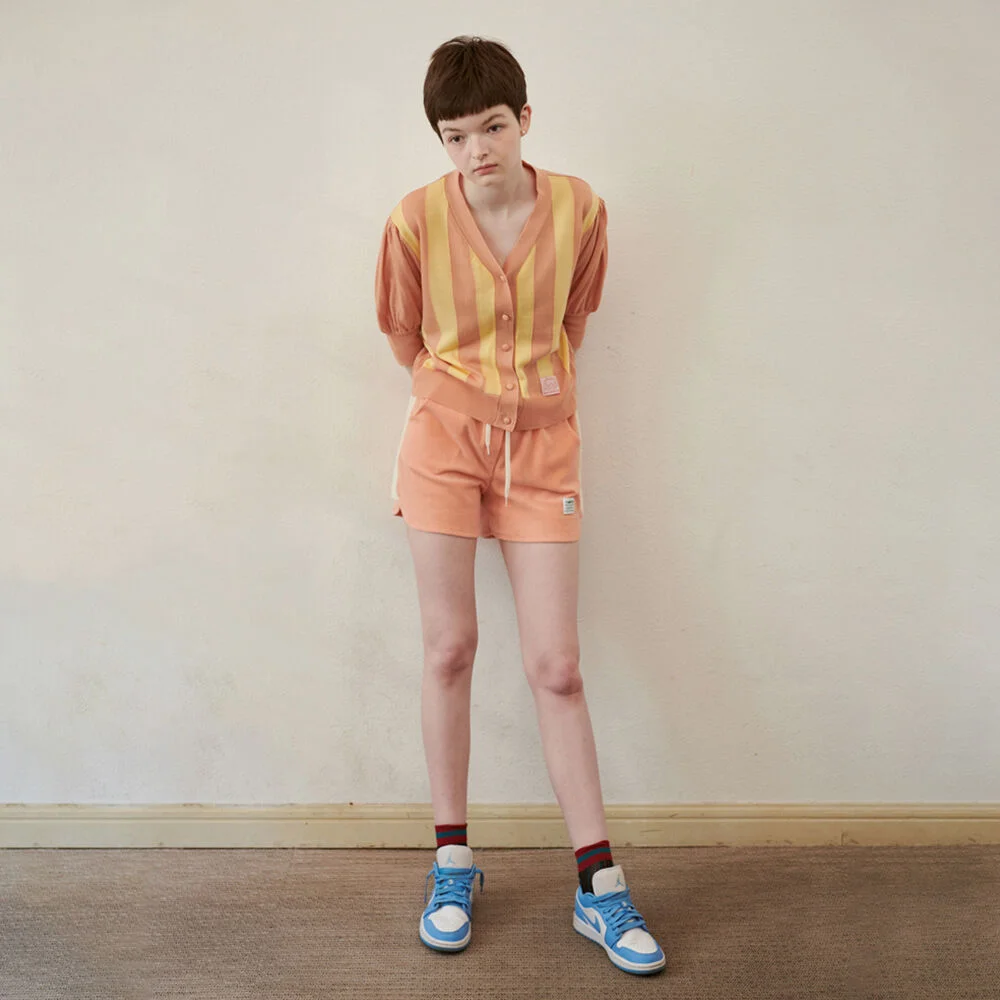 Stripe Puff Cardigan (Peach)