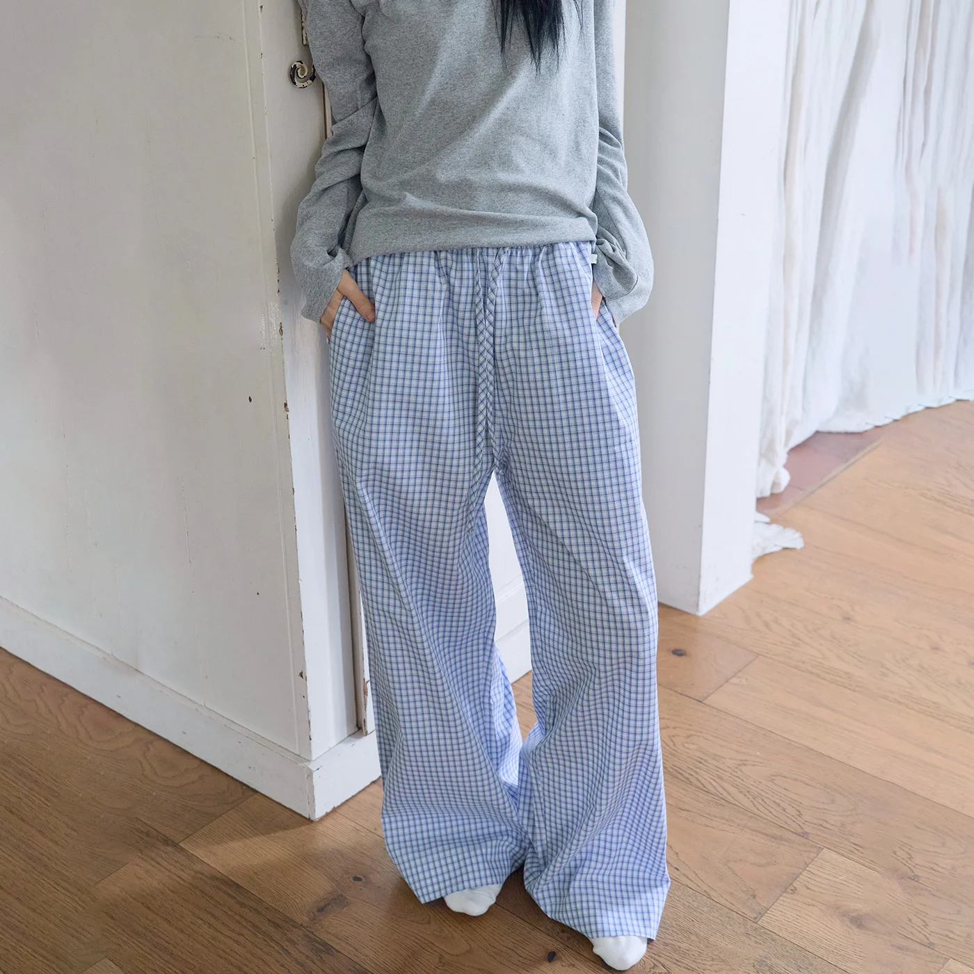 Pajama Long Pants / Blue Check 睡褲