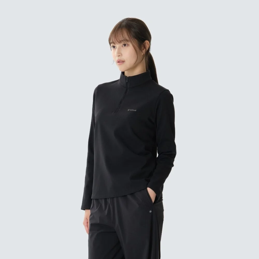速乾 女裝 半拉鏈 長袖 T恤 Black (S26FWFZT15)