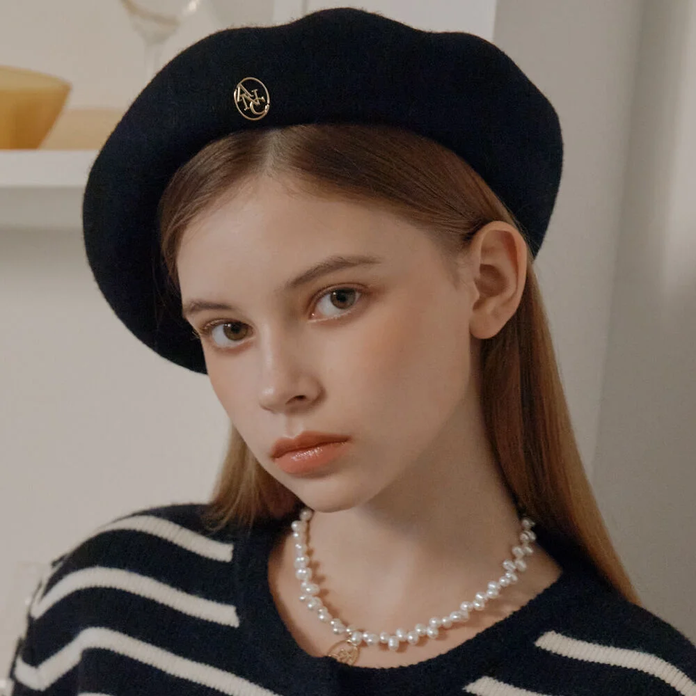 ANC GOLD LOGO WOOL BERET_BLACK