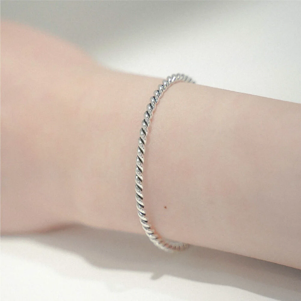 HR 08B_Silver Twist Bangle Bracelet (Silver 925)