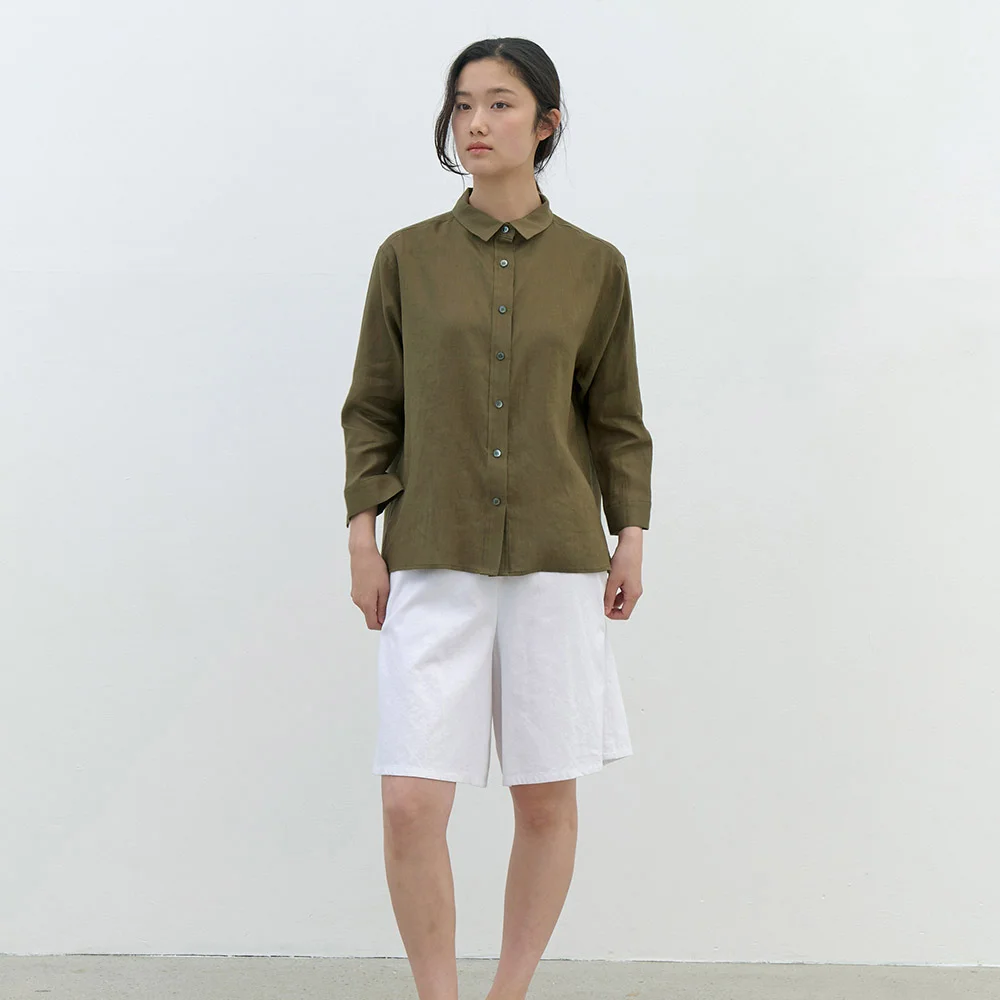 linen blouse-khaki