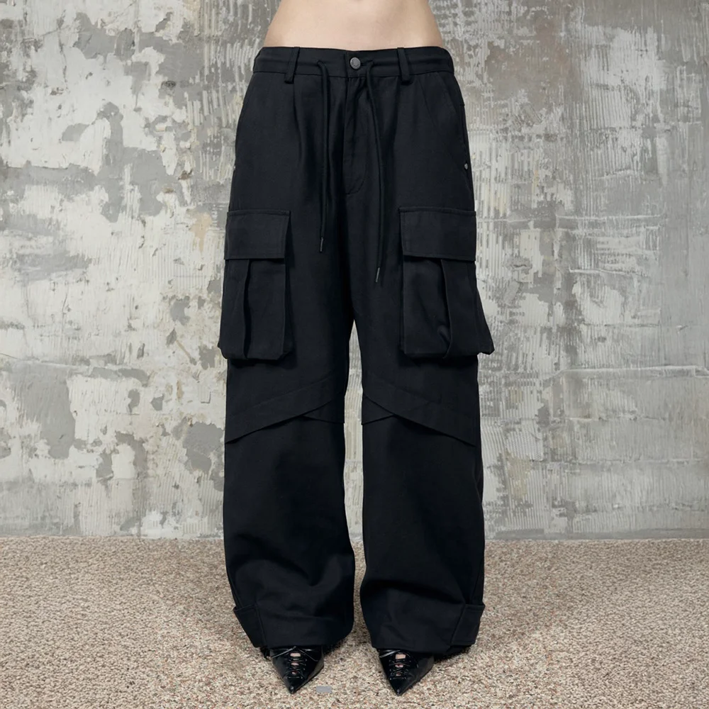 Panel Multi Pocket Cargo Pants (Black)