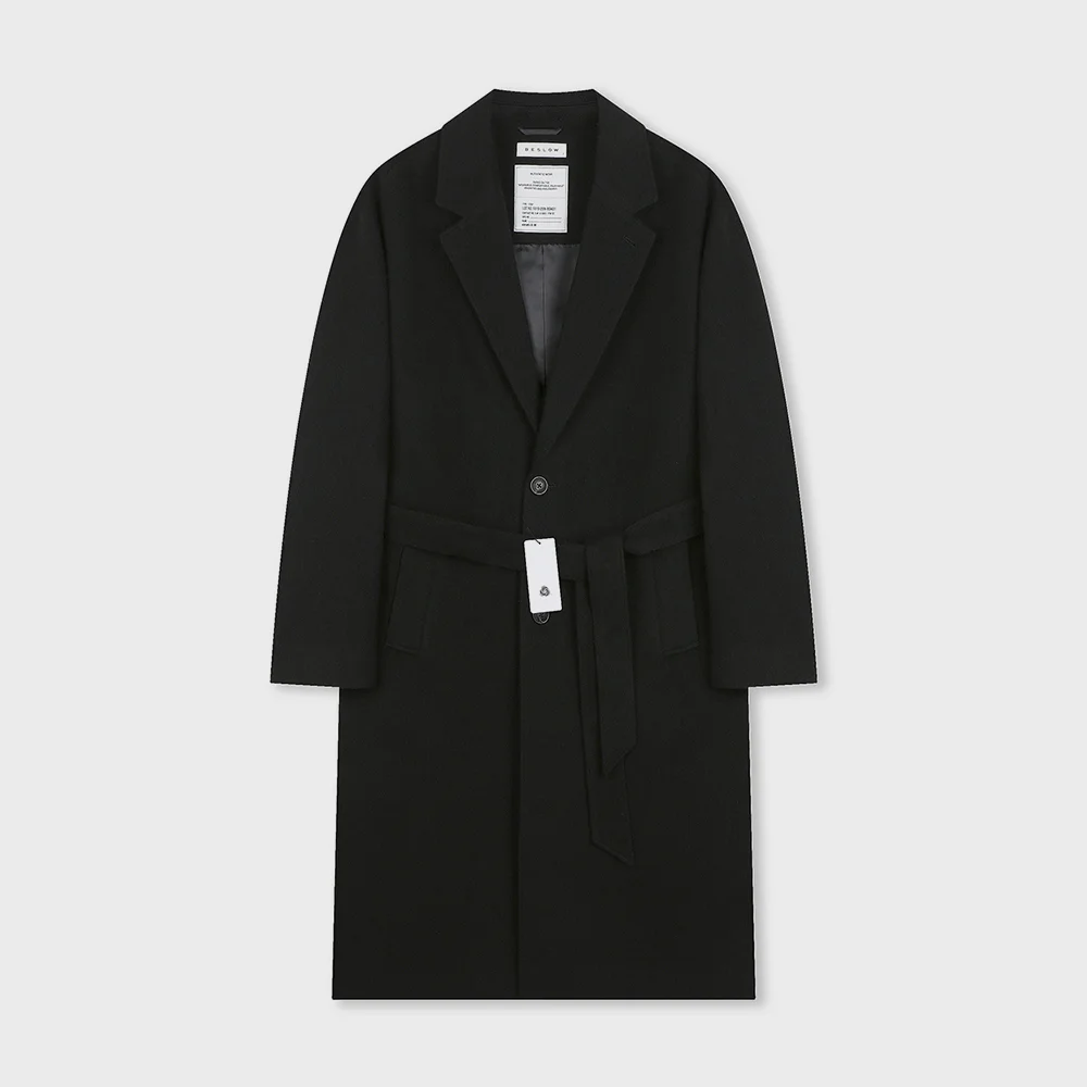 CASHMERE SINGLE ROBE COAT BLACK