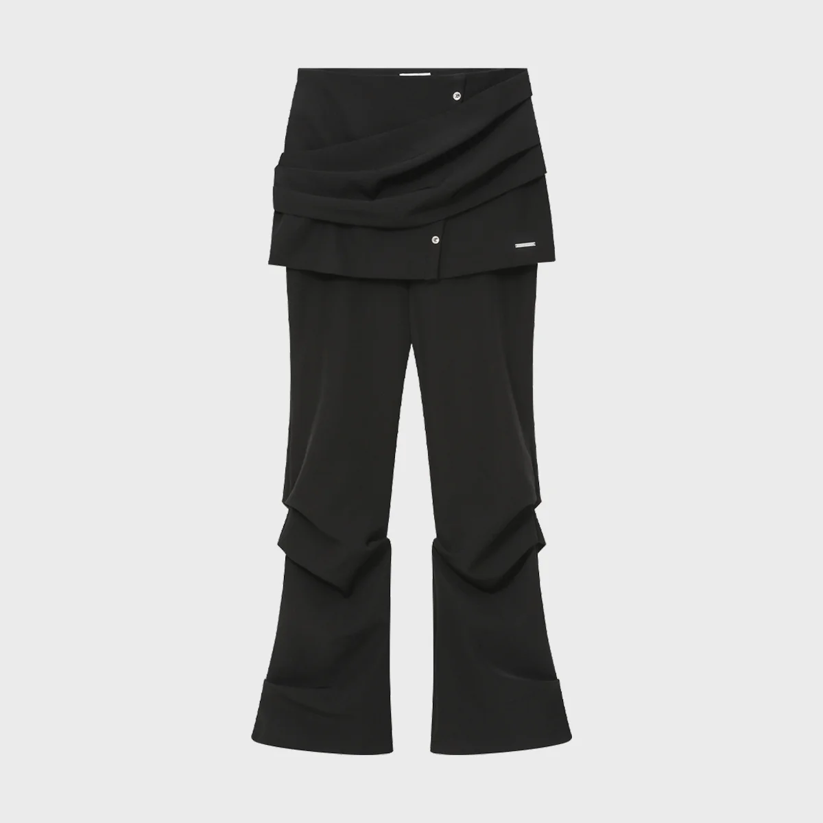 Draped shirt skirt pants SET BLACK