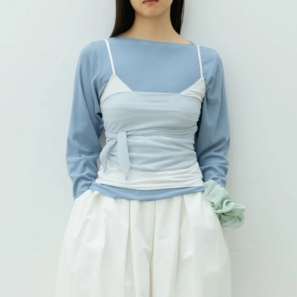 Silk Chiffon Scarf(Light Blue)