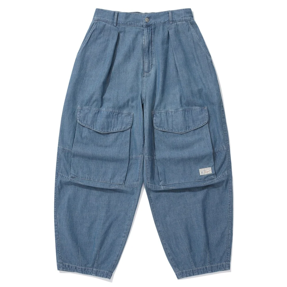 SL-LABEL DENIM WIDE FIT BALLOON PANTS 淺色牛仔