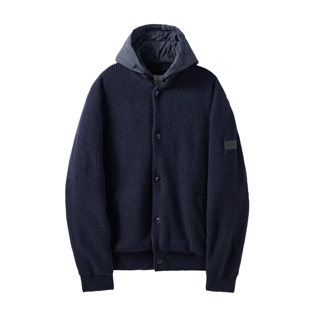 HOOD DETACHABLE HYBRID CARDIGAN - NAVY (P244UCD403)