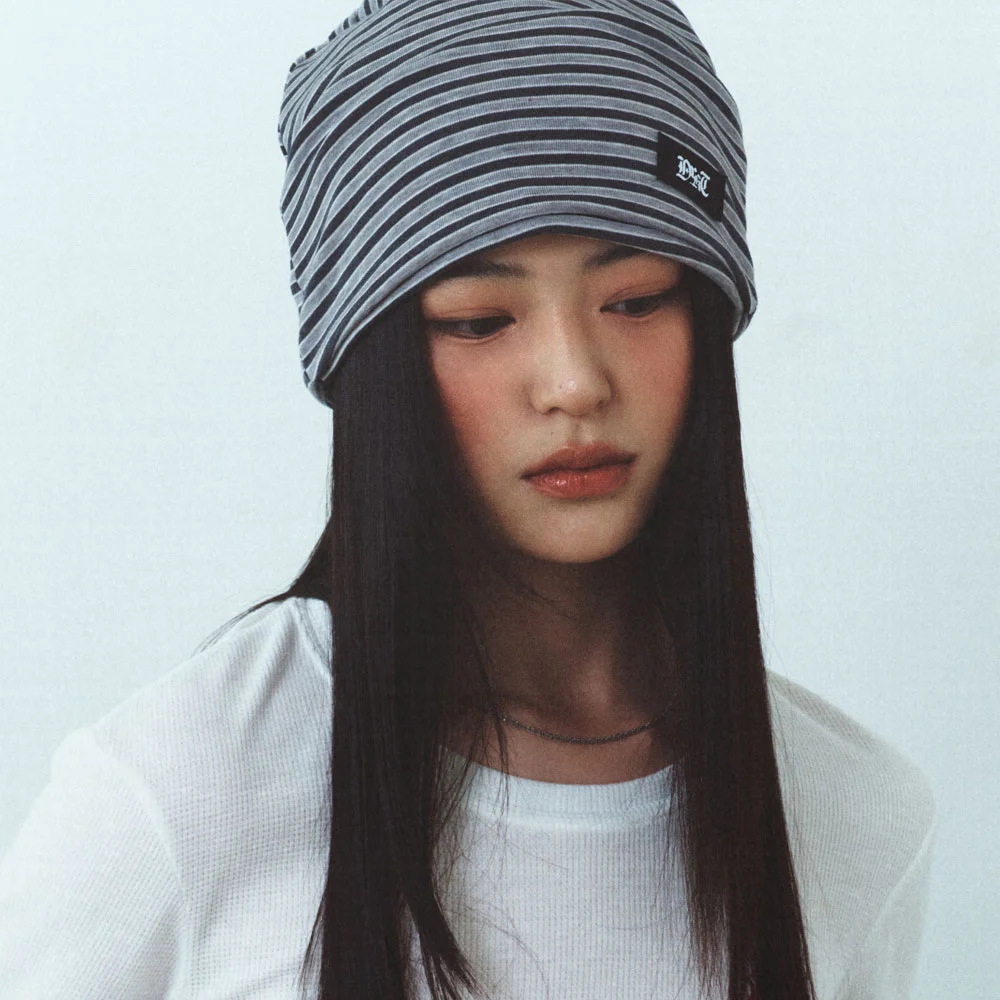 Stripe Beanie Gray
