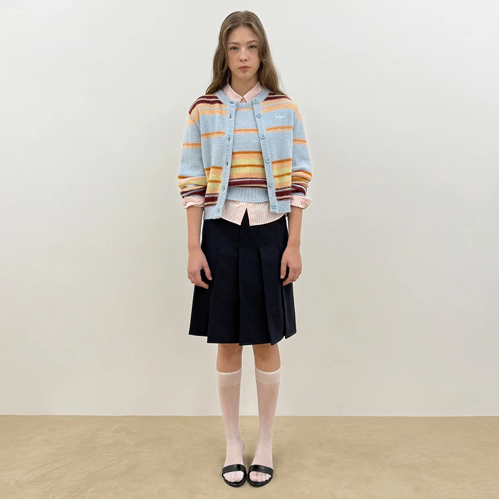 Sinoon Pleated Midi Skirt (Navy)