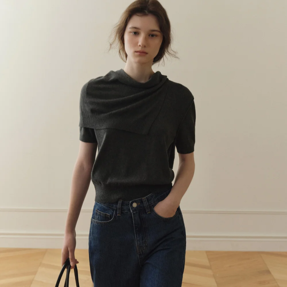 Bay Layered Half Knit Set (Charcoal)