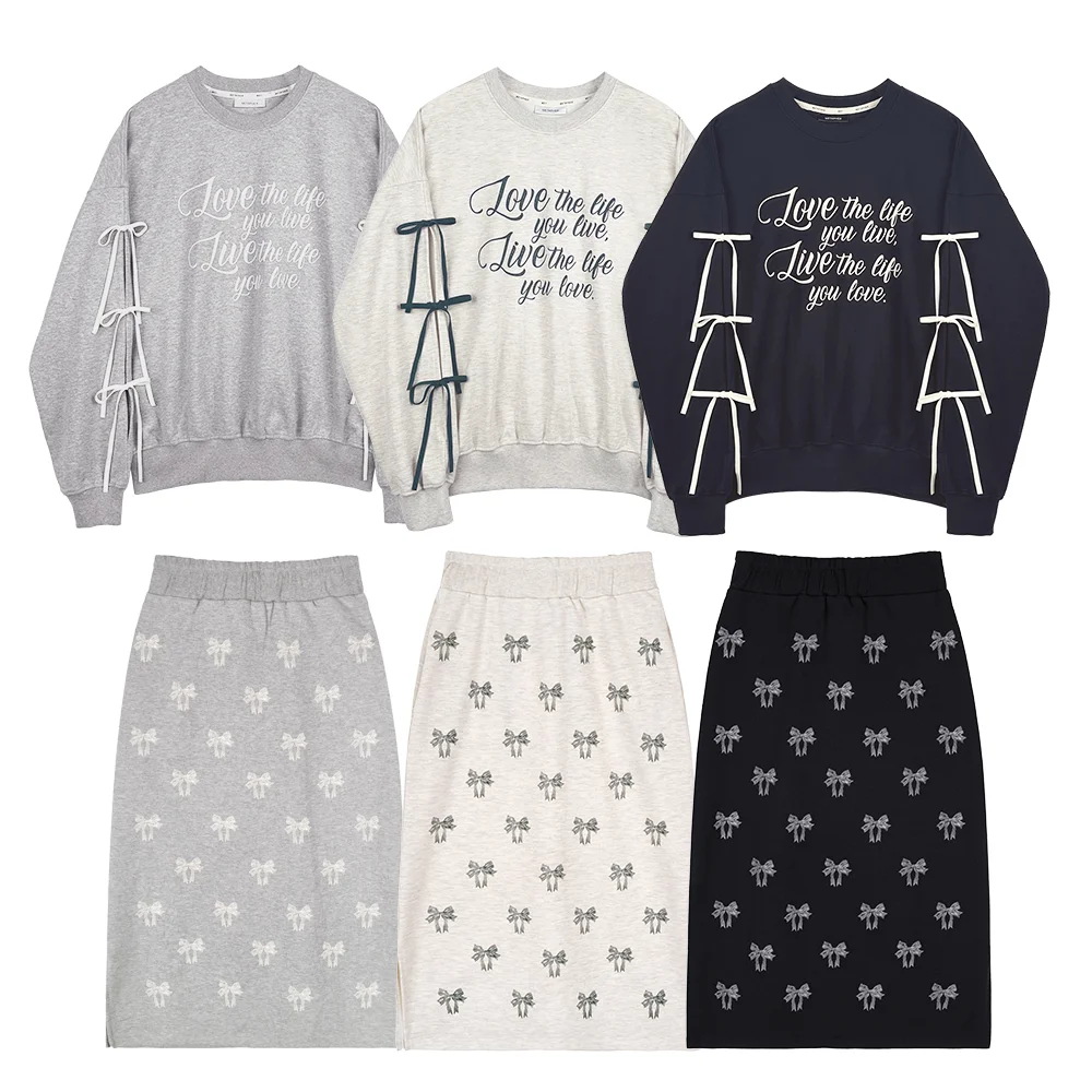 MET Ribbon Sweatshirt & Skirt Set