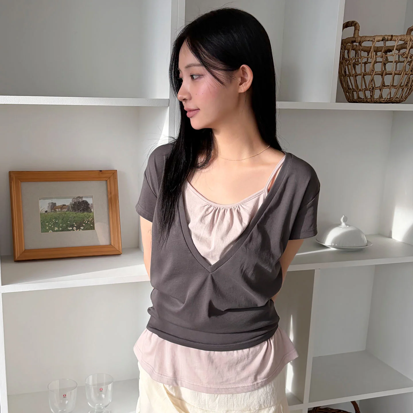 LAYERED SHIRRING HALTER TOP SET
