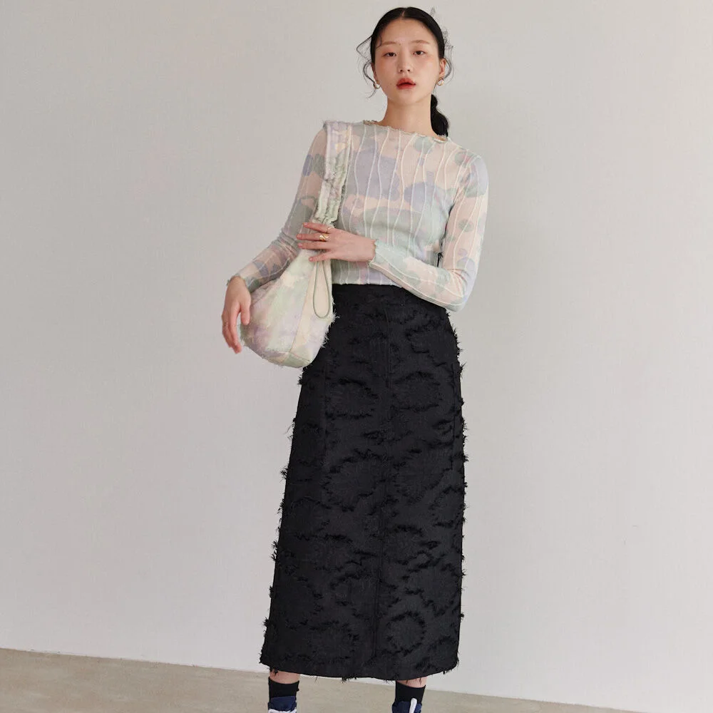 Long Fur skirt - Black